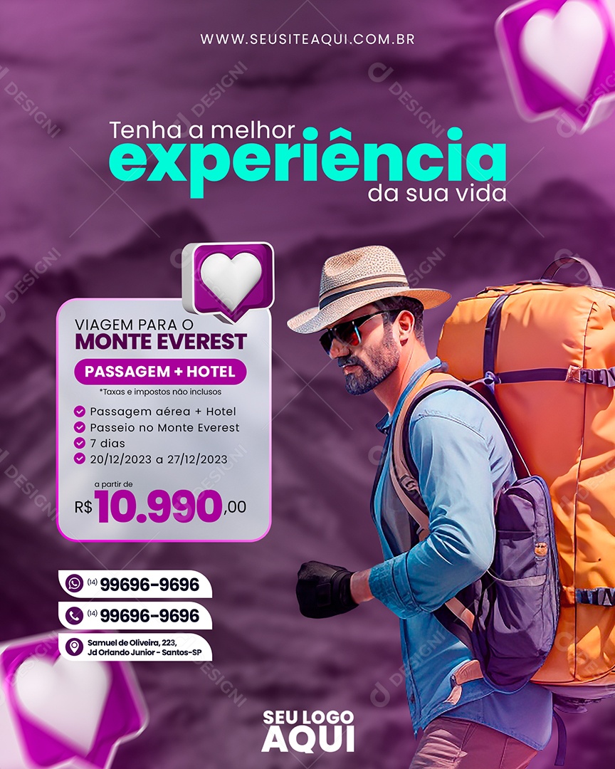 Tenha a Melhor Experiência Da Sua Vida Social Media PSD Editável