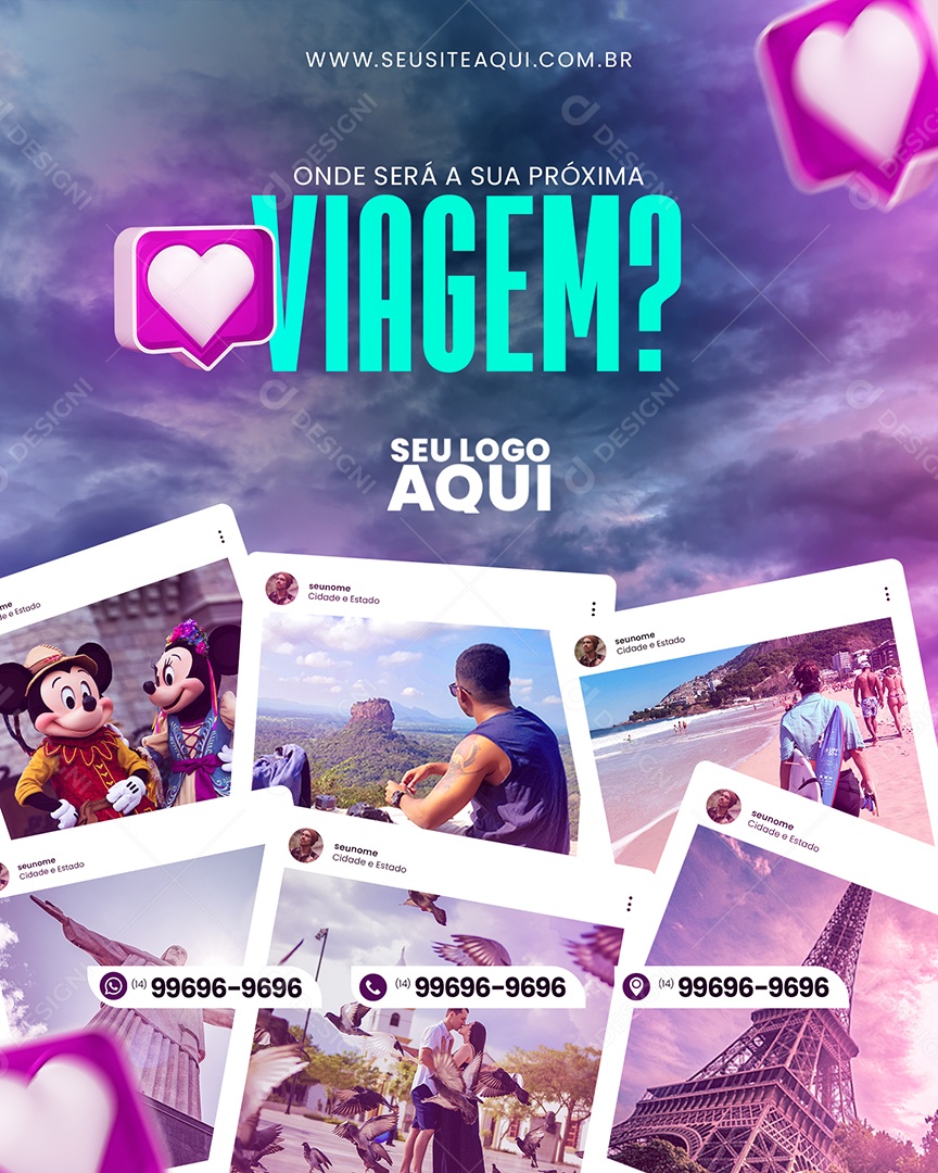 Onde Será a Sua Próxima Viagem Social Media PSD Editável