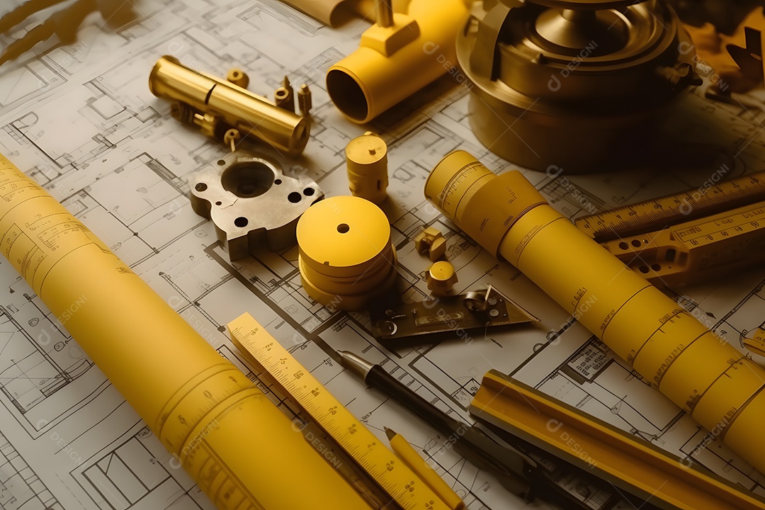 Objetos e ferramentas para projeto de obra do arquiteto