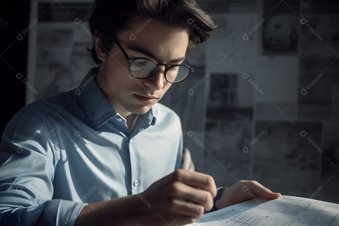 Homem arquiteto com capacete visitando a obra