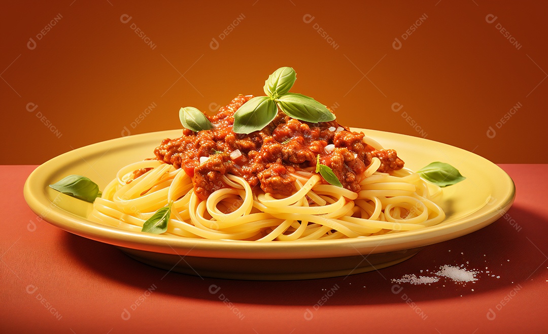 Delicioso prato de macarrão com molho a bolonhesa