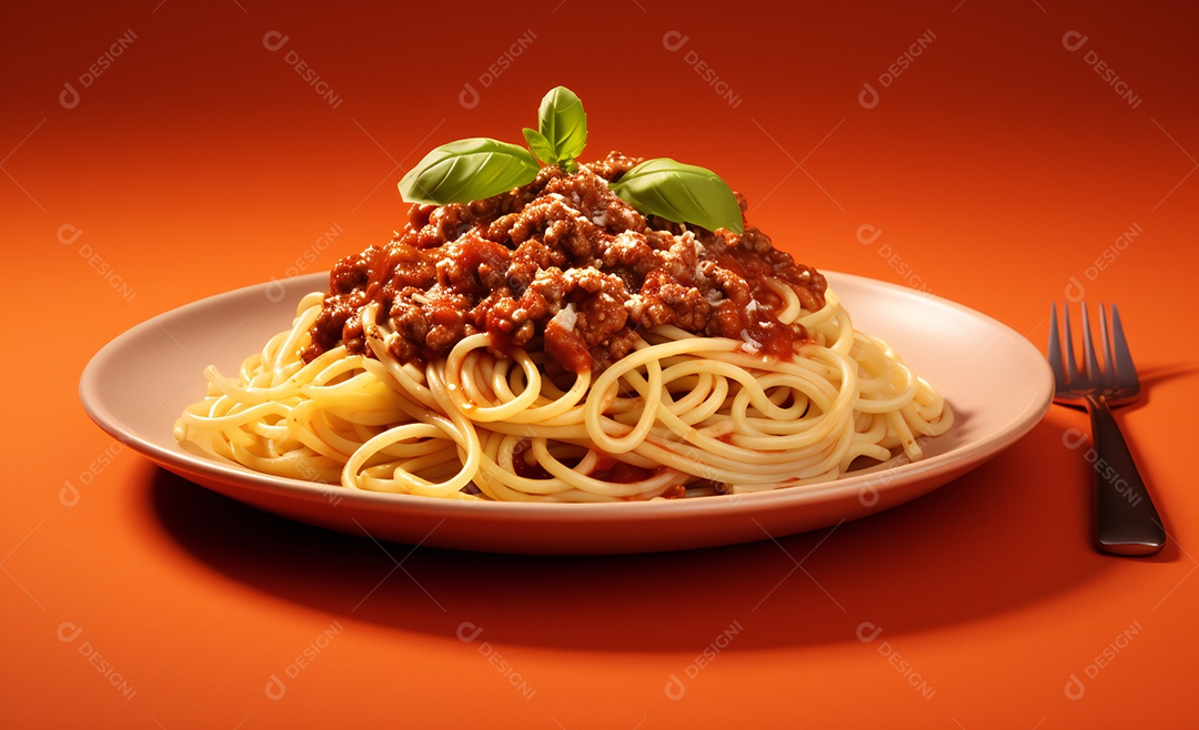 Delicioso prato de macarrão com molho a bolonhesa