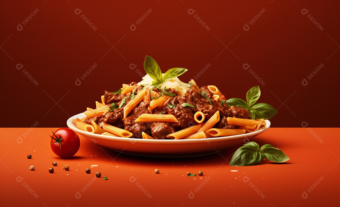 Delicioso prato de macarrão com molho a bolonhesa