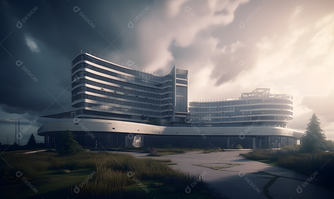 Vista de um prédio de hospital