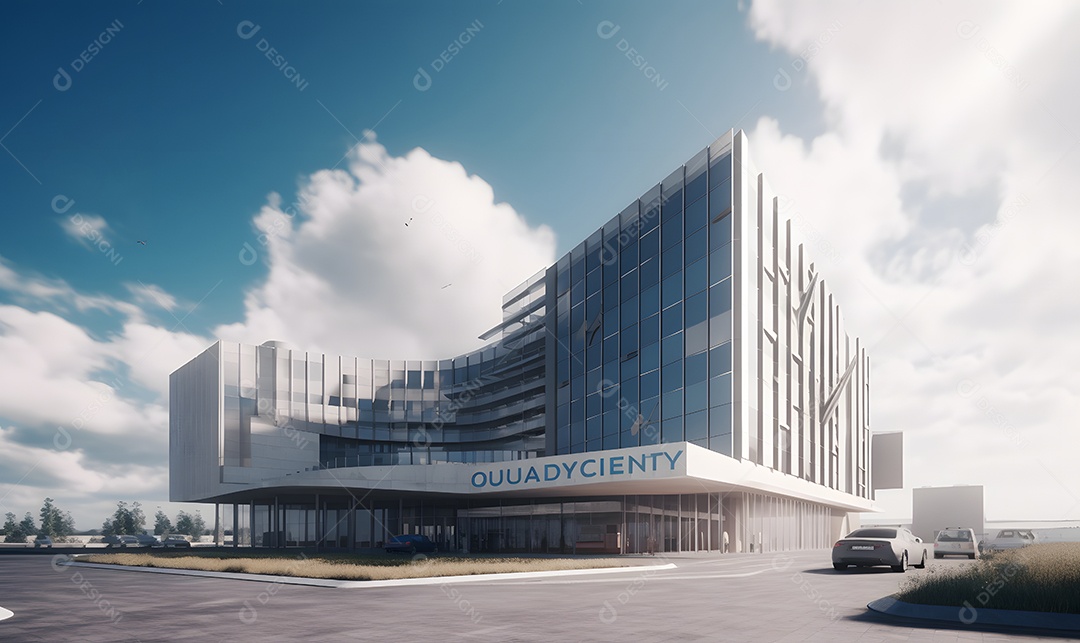 Vista de um prédio de hospital