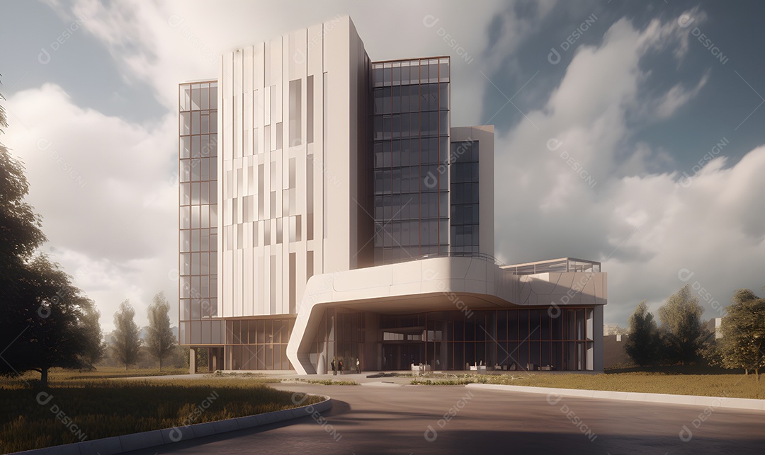 Vista de um prédio de hospital