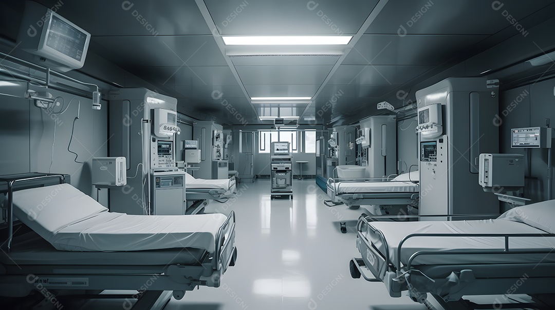 Vista de um corredor de hospital