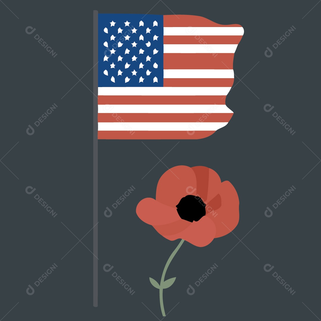 Flor com Bandeira dos Estados Unidos Ilustrações Vetor EPS