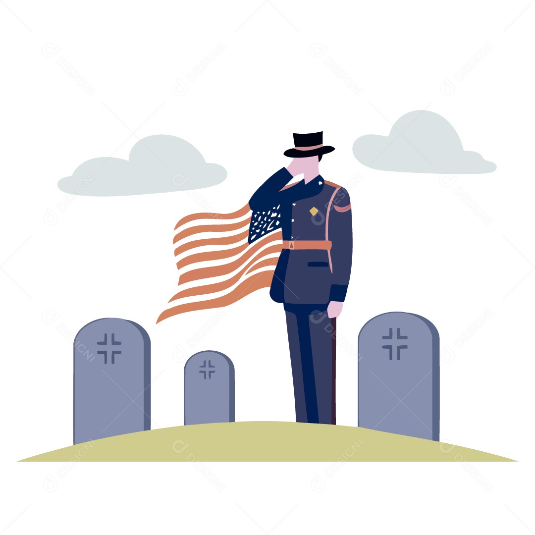 Túmulo com Bandeira dos Estados Unidos Ilustrações Vetor EPS