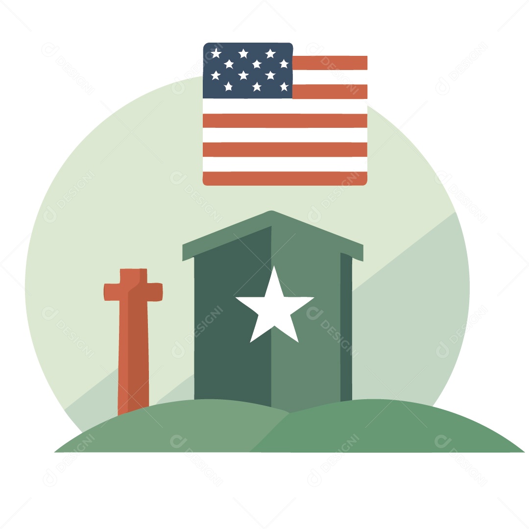 Túmulo com Bandeira dos Estados Unidos Ilustrações Vetor EPS