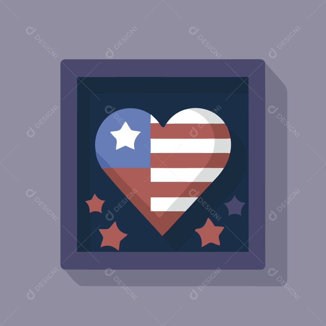 Coração com Bandeira dos Estados Unidos Ilustrações Vetor EPS