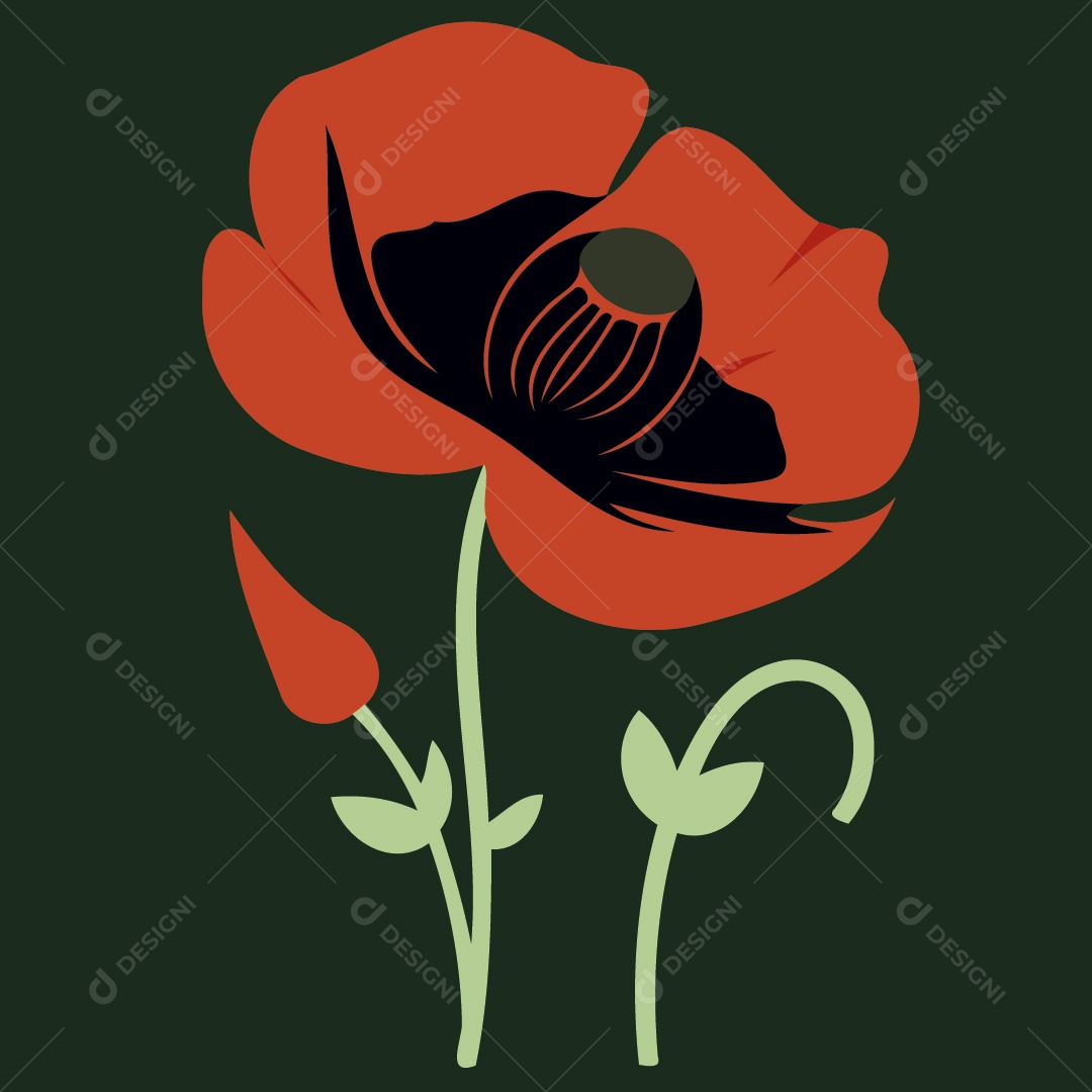 Flor Vermelha Ilustrações Vetor EPS