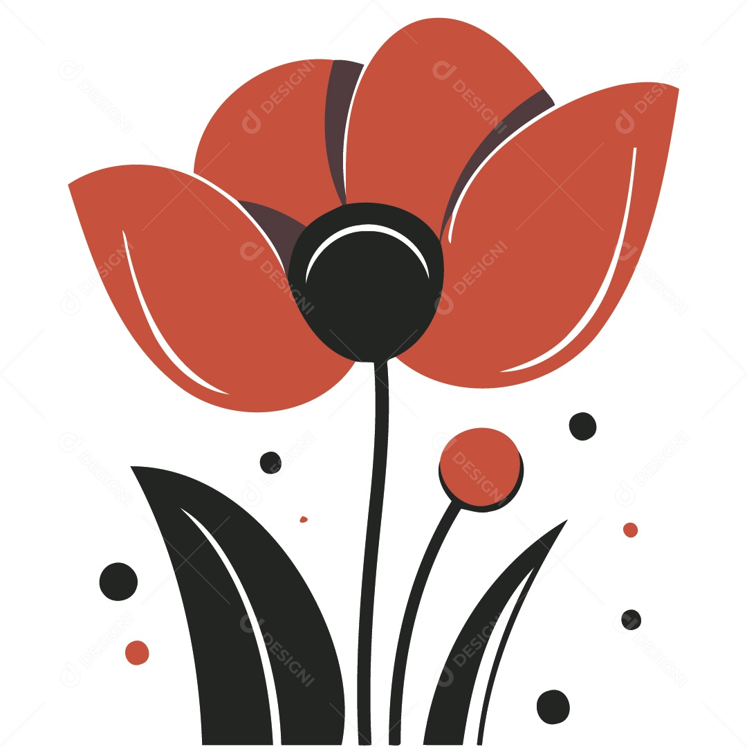 Flor Vermelha Ilustrações Vetor EPS