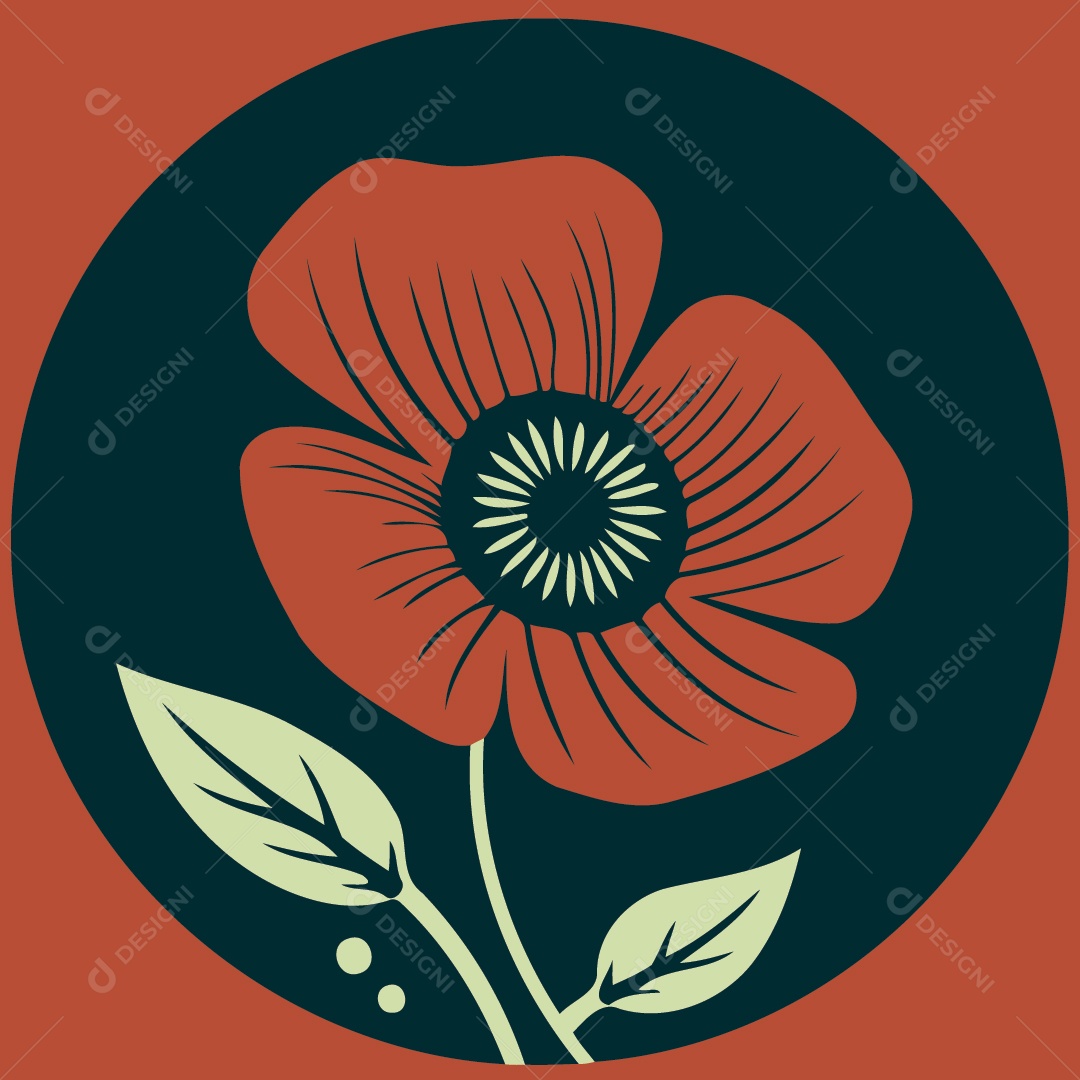 Flor Vermelha Ilustrações Vetor EPS