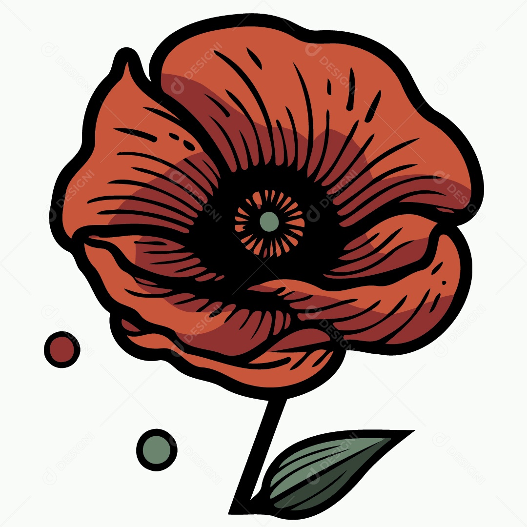 Flor Vermelha Ilustrações Vetor EPS