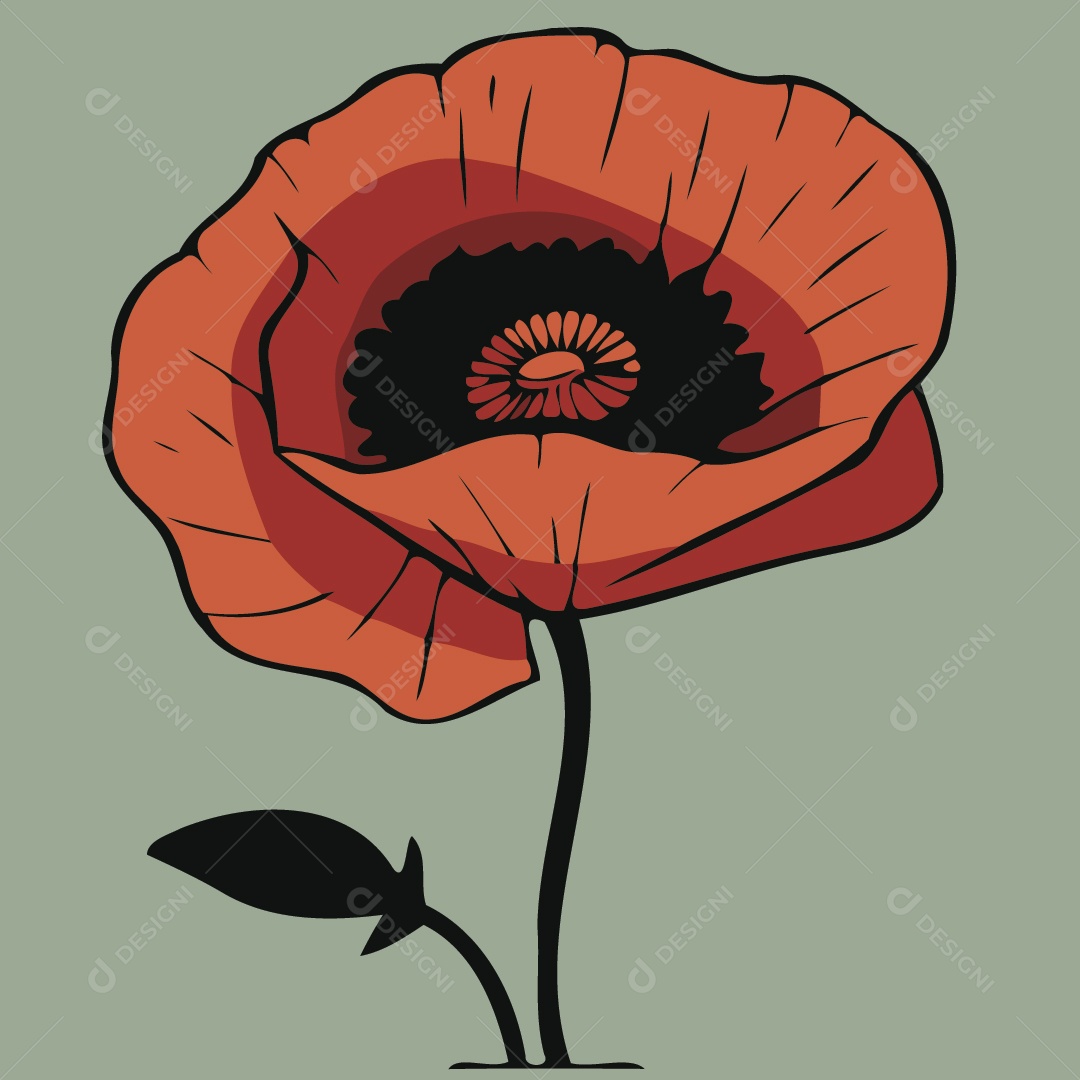 Flor Vermelha Ilustrações Vetor EPS