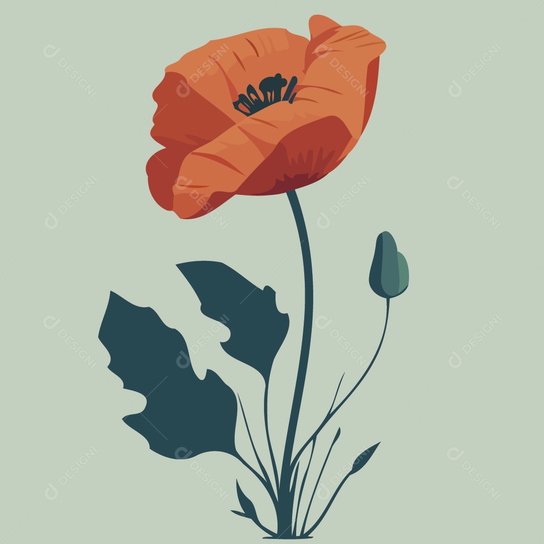 Flor Vermelha Ilustrações Vetor EPS