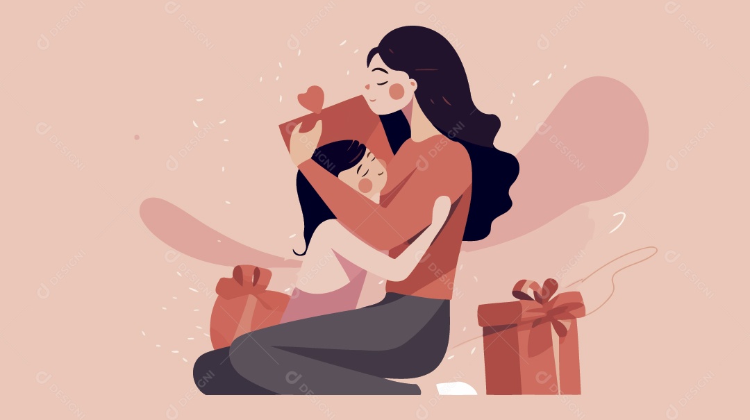 Mãe e Filha Ilustração Vetor EPS