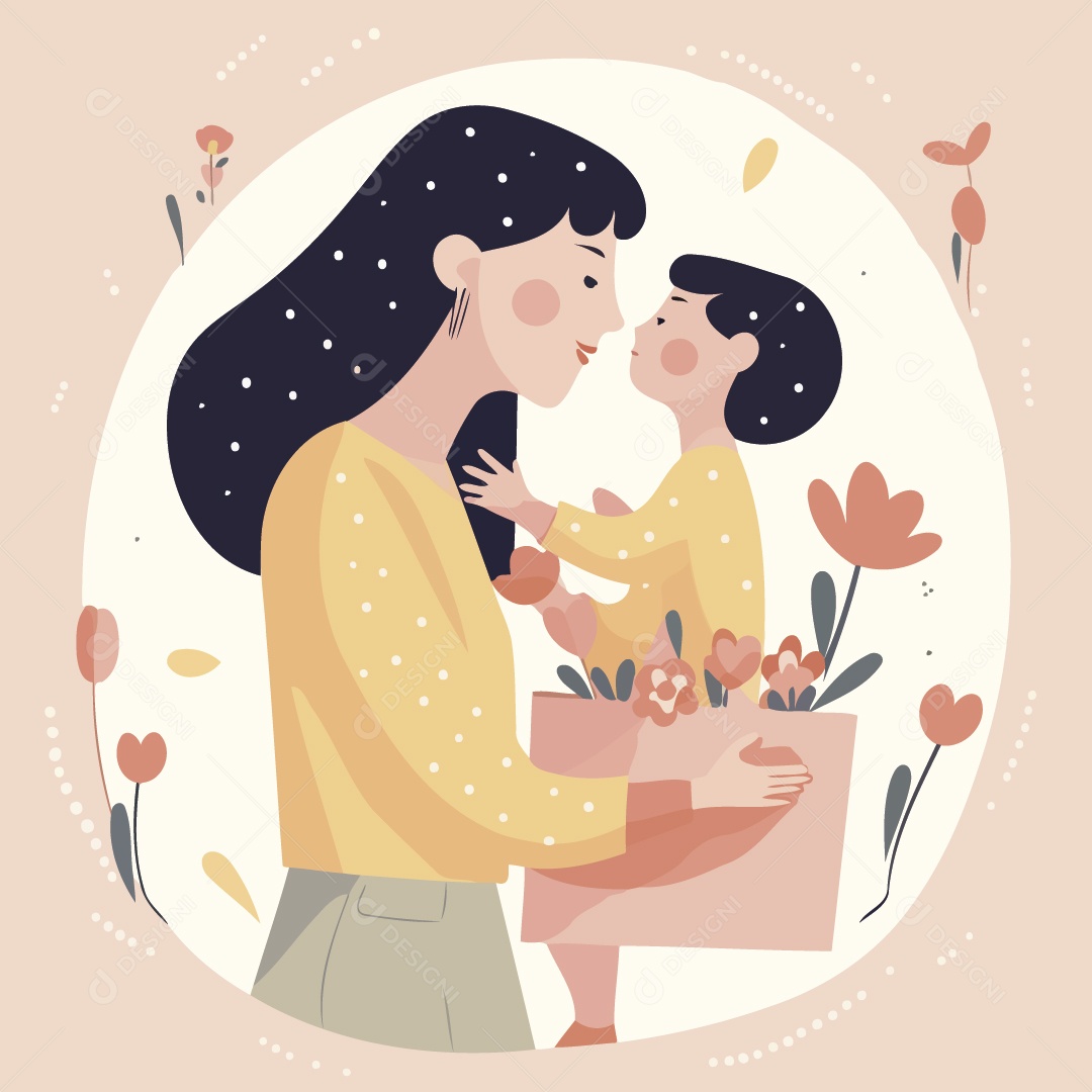 Mãe e Filha Ilustração Vetor EPS