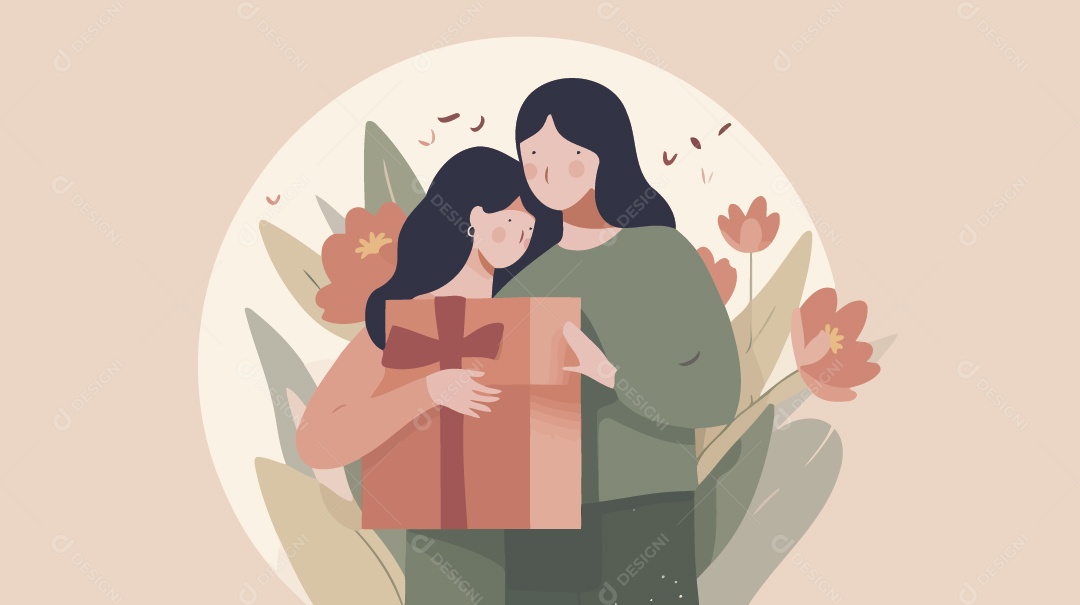 Mãe e filha Ilustração Vetor EPS