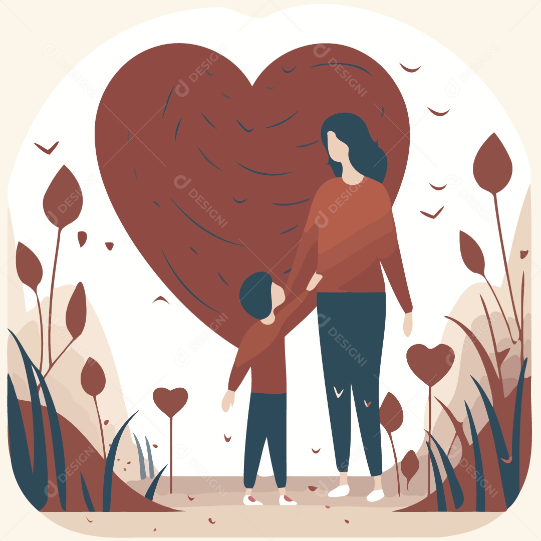 Mão e Filha Ilustração Vetor EPS