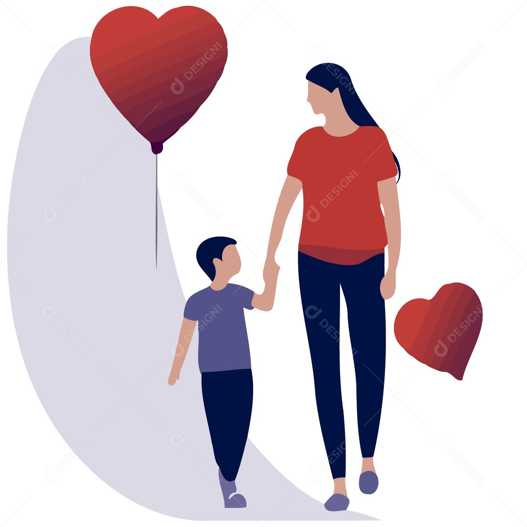 Mão e Filha Ilustração Vetor EPS