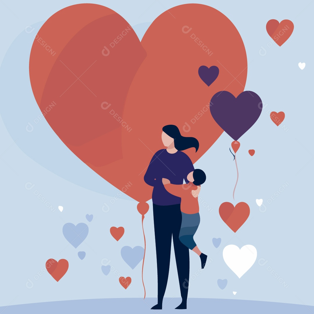 Mão e Filha Ilustração Vetor EPS