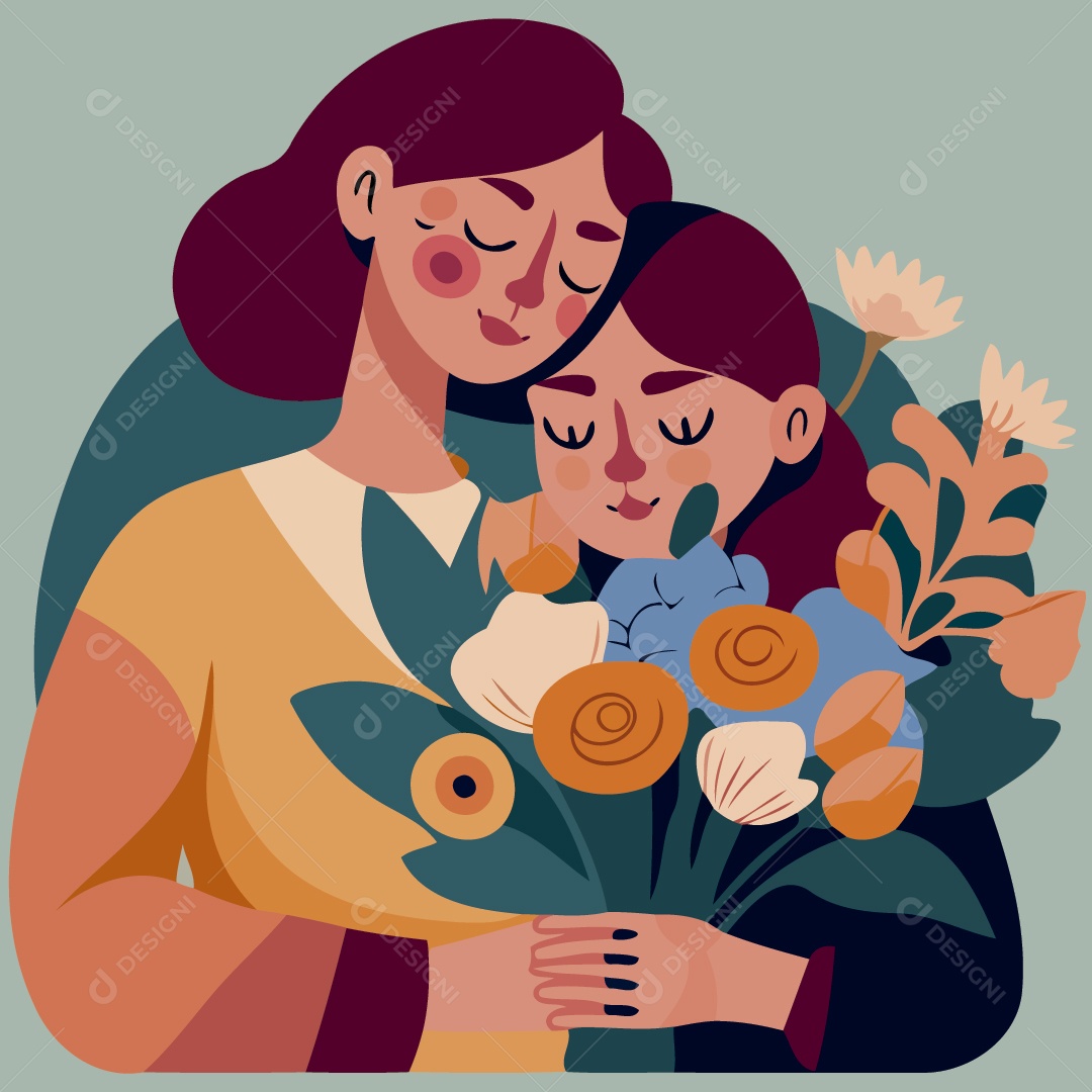 Mãe e Filha Ilustração Vetor EPS