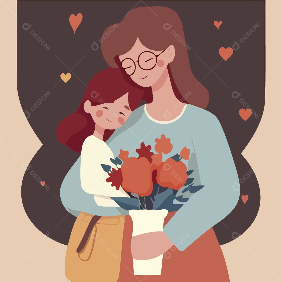 Mãe e Filha Ilustração Vetor EPS