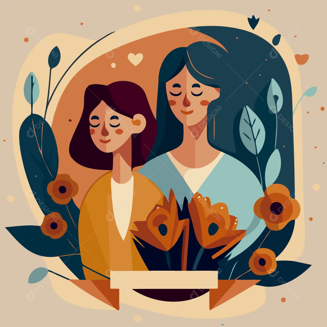 Mãe e Filha Ilustração Vetor EPS