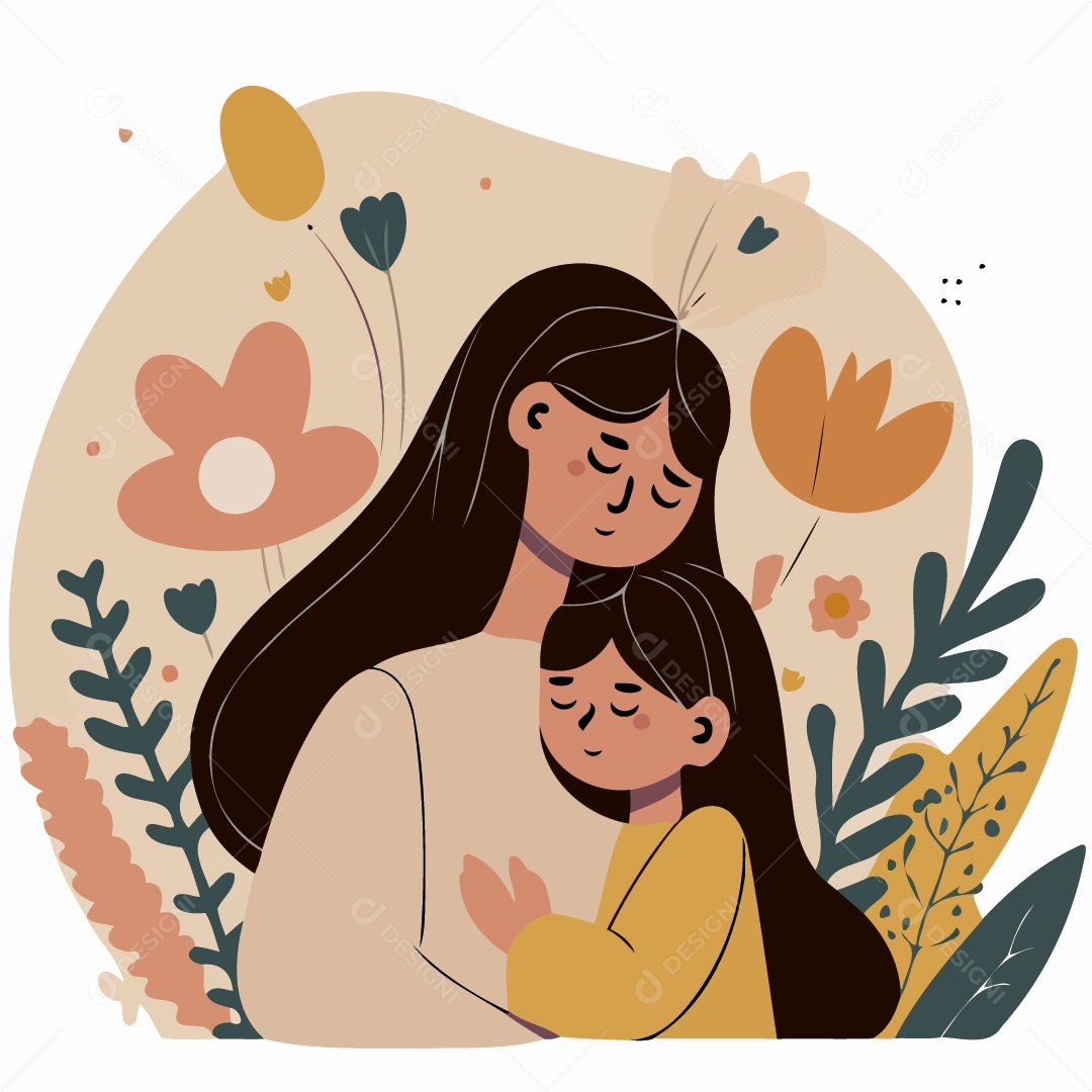 Mãe e Filha Ilustração Vetor EPS