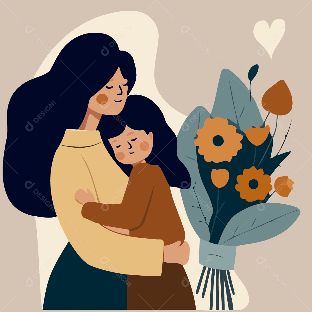 Mãe e Filha Ilustração Vetor EPS