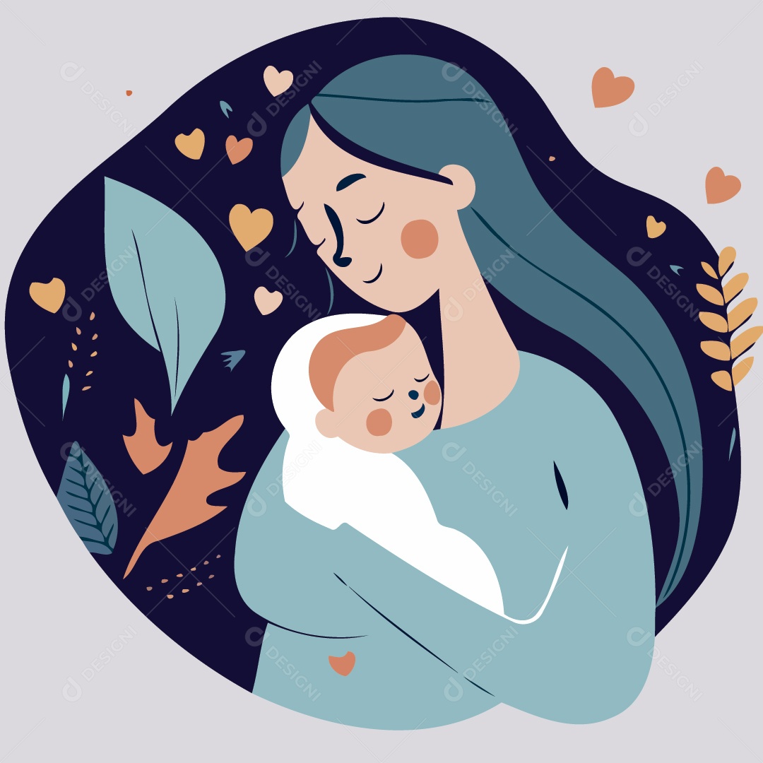 Mulher Segurando seu Filho Bebê Ilustração Vetor EPS