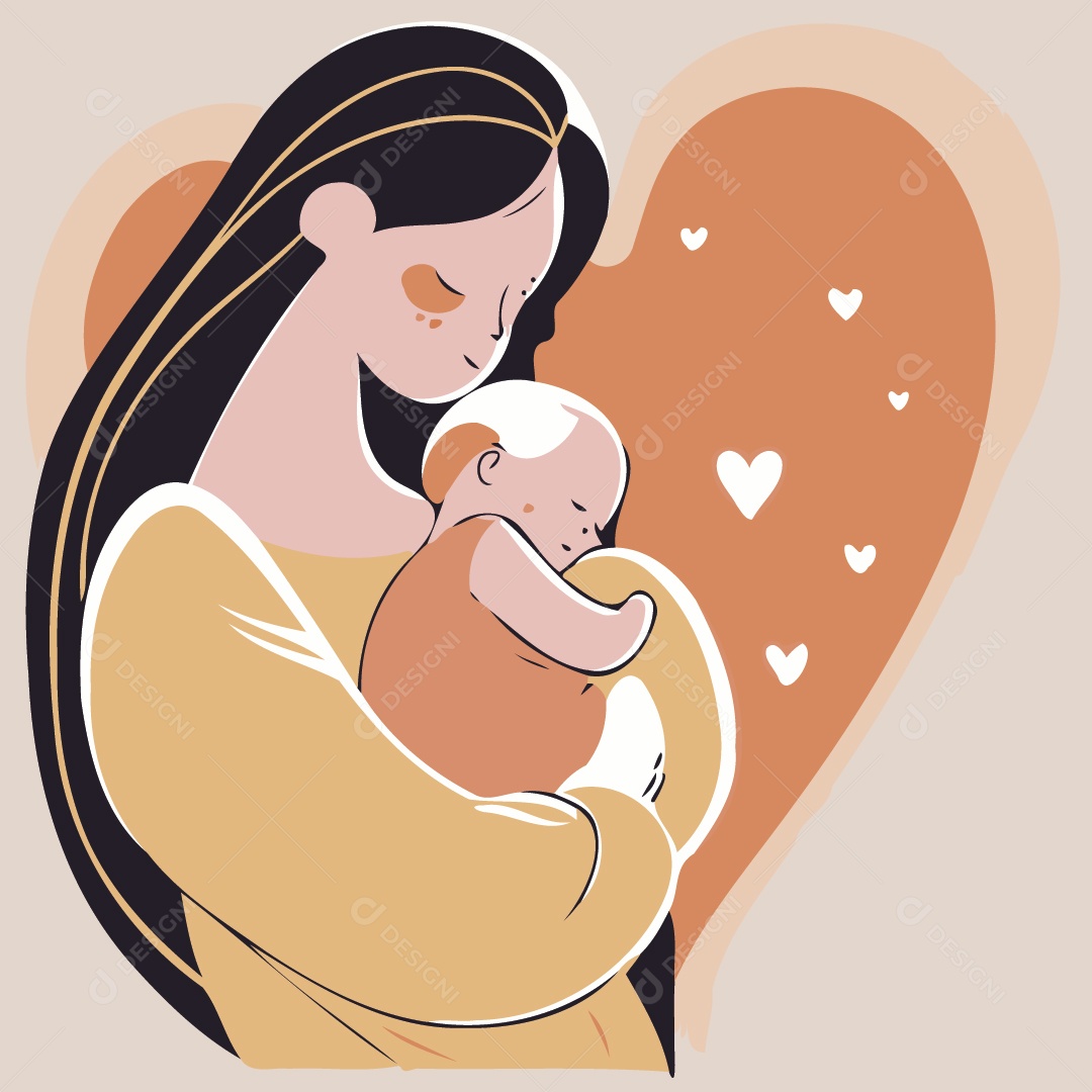 Mulher Segurando seu Filho Bebê Ilustração Vetor EPS
