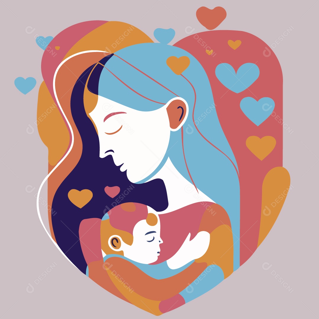 Mulher Segurando seu Filho Bebê Ilustração Vetor EPS