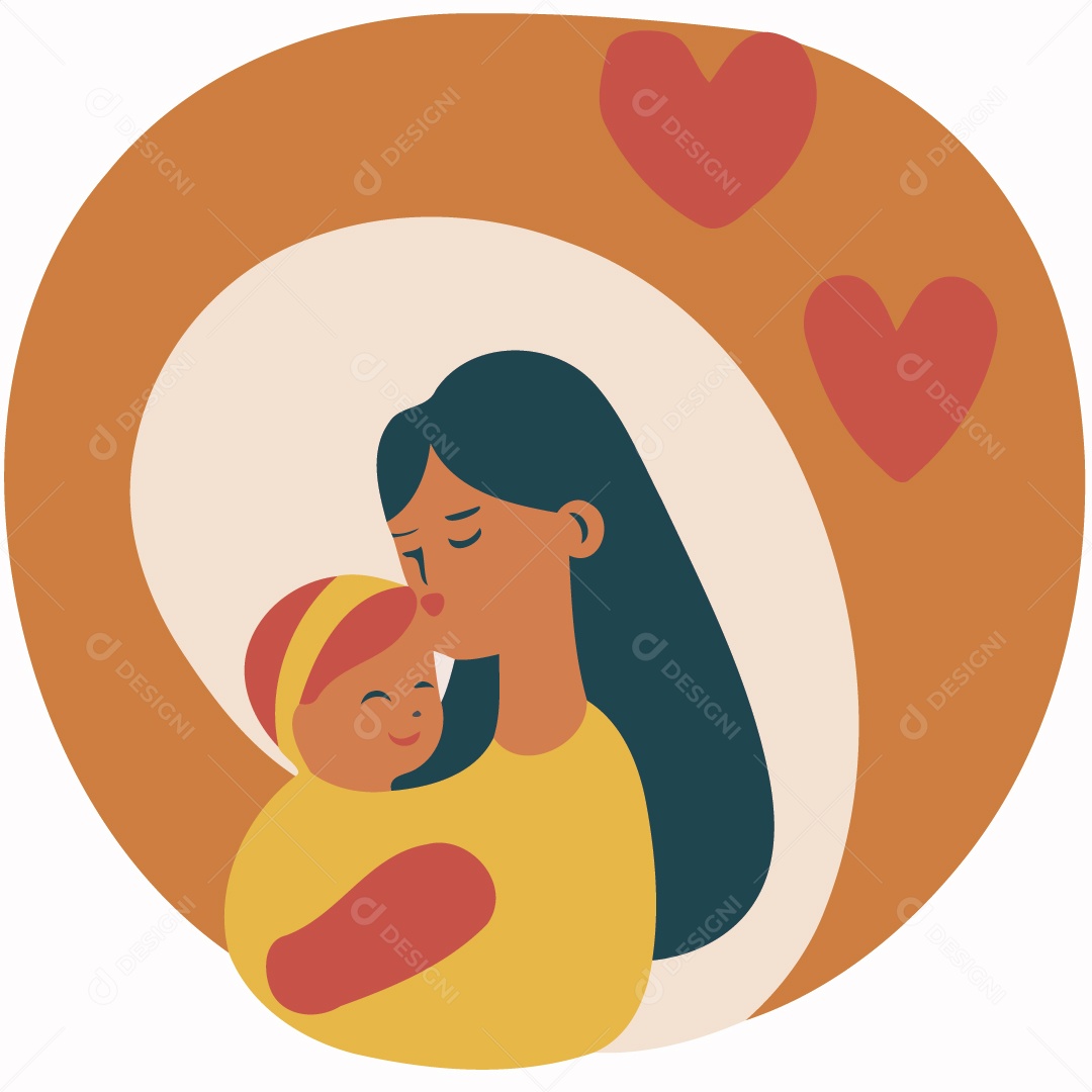 Mulher Segurando seu Filho Bebê Ilustração Vetor EPS