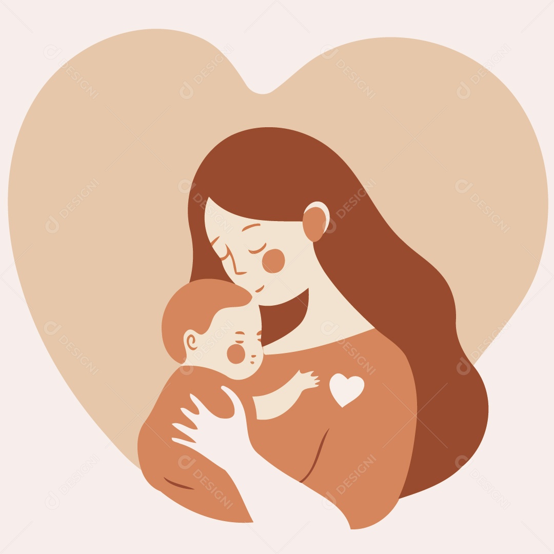 Mulher Segurando seu Filho Bebê Ilustração Vetor EPS