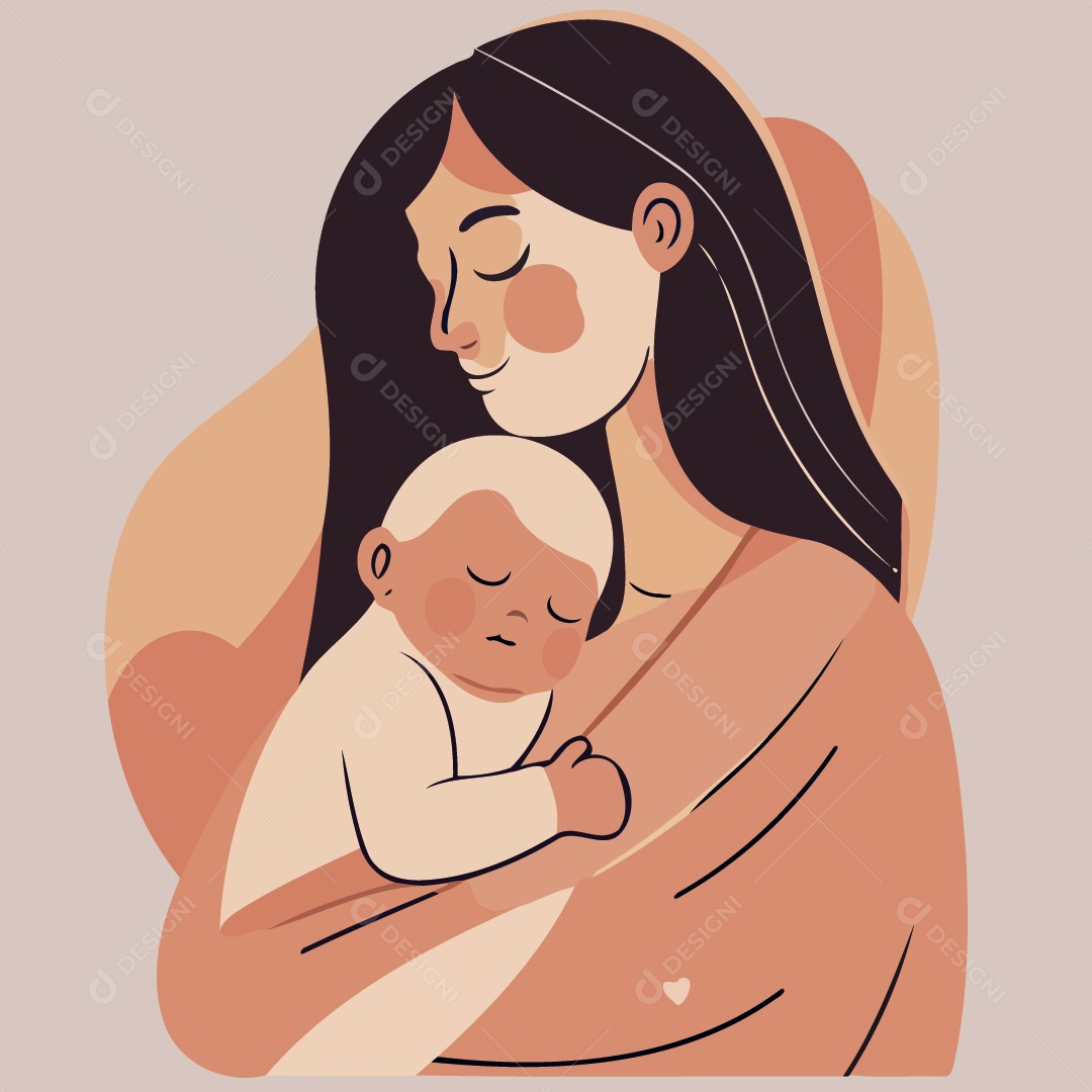 Mulher Segurando seu Filho Bebê Ilustração Vetor EPS