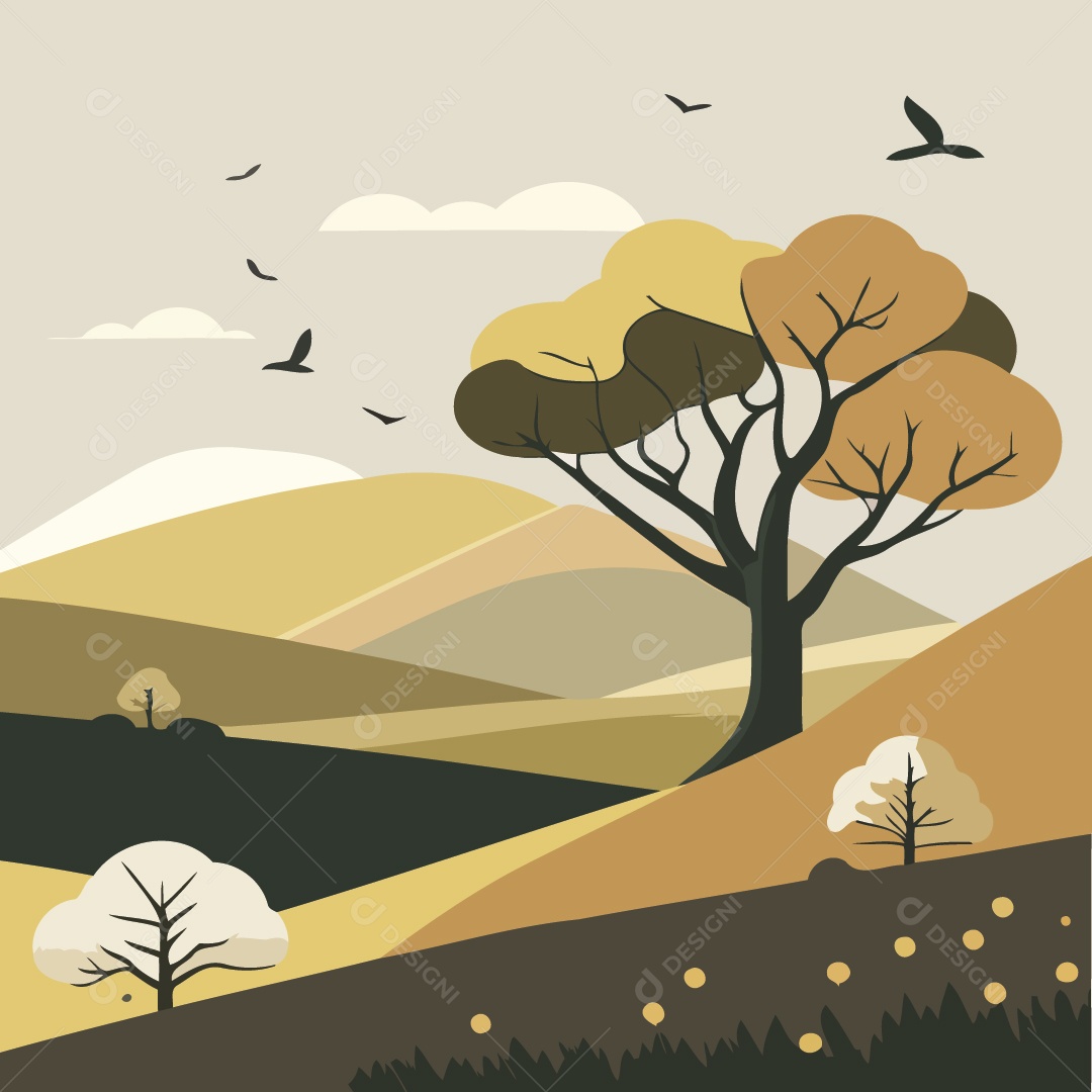 Paisagem Ilustração Vetor EPS