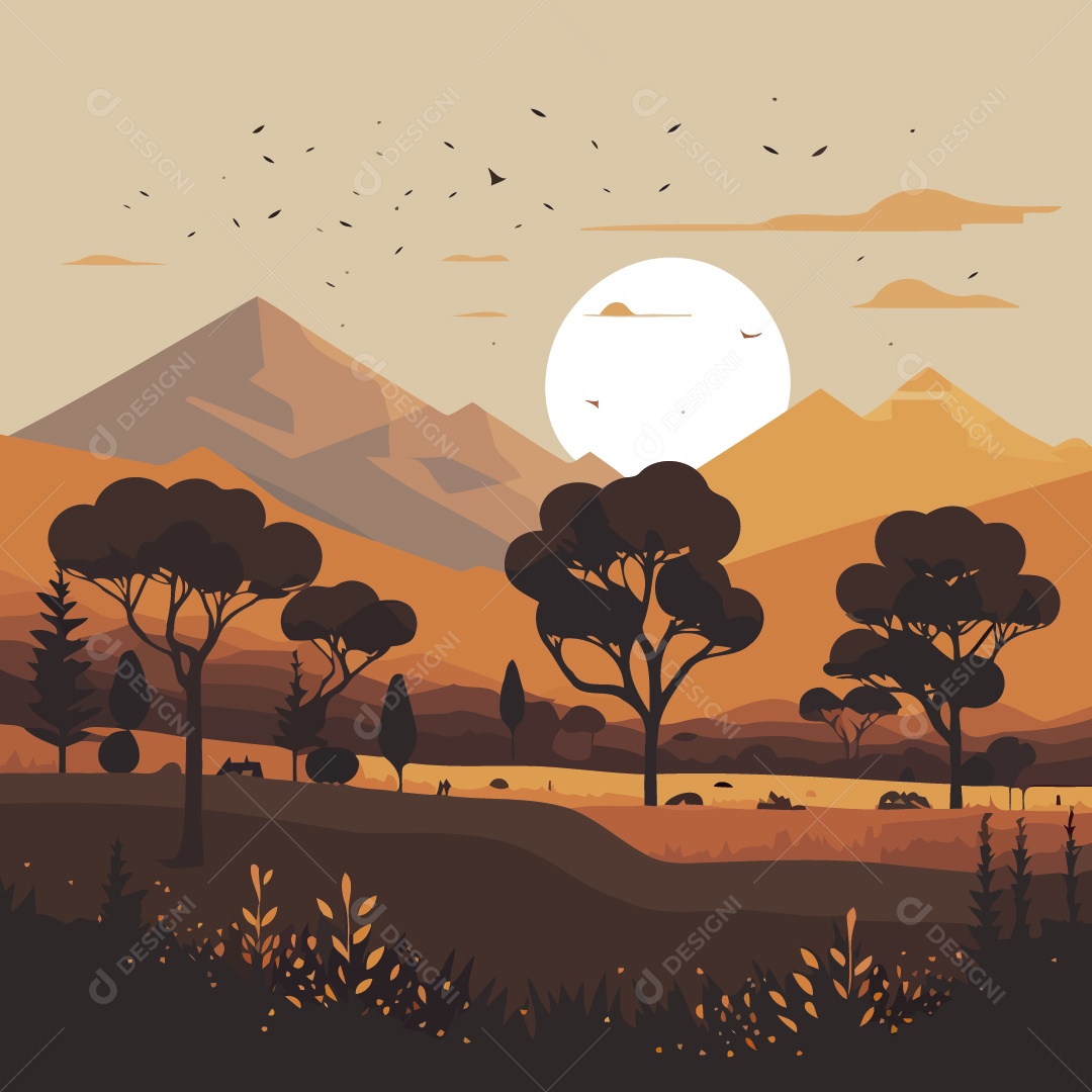 Paisagem Ilustração Vetor EPS