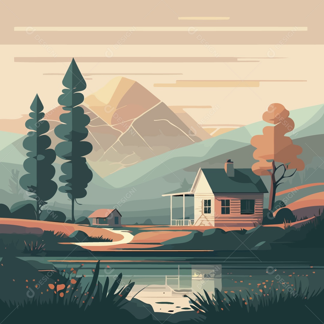 Paisagem Ilustração Vetor EPS