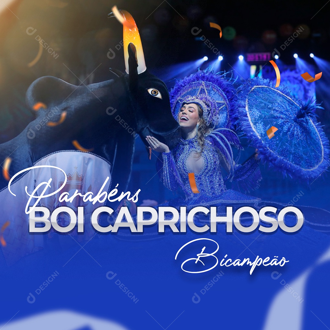 Parabéns Boi Caprichoso Bicampeão Social Media PSD Editável