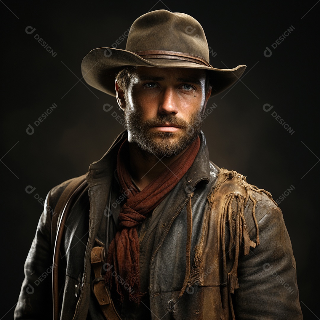 Cowboy em um fundo preto