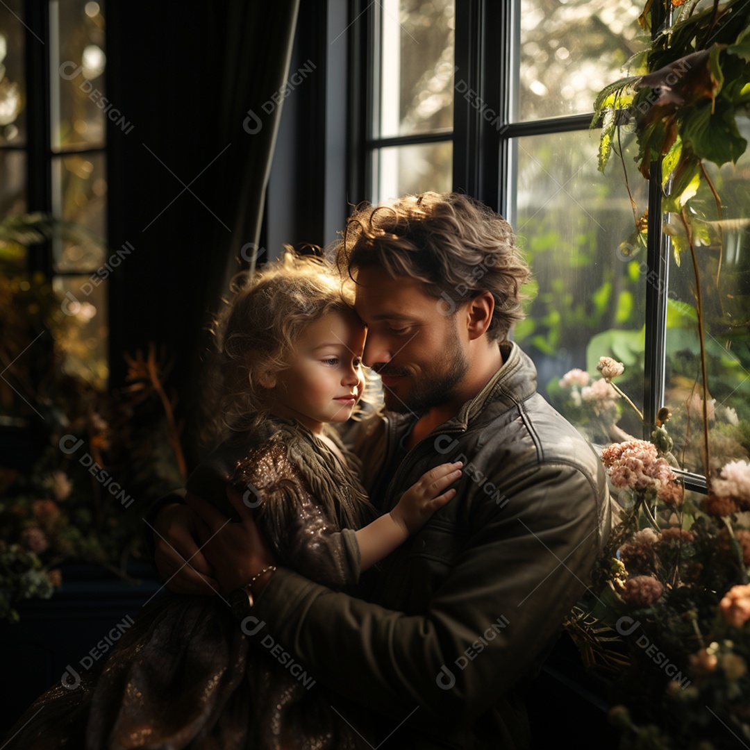 Pai pegando filha criança