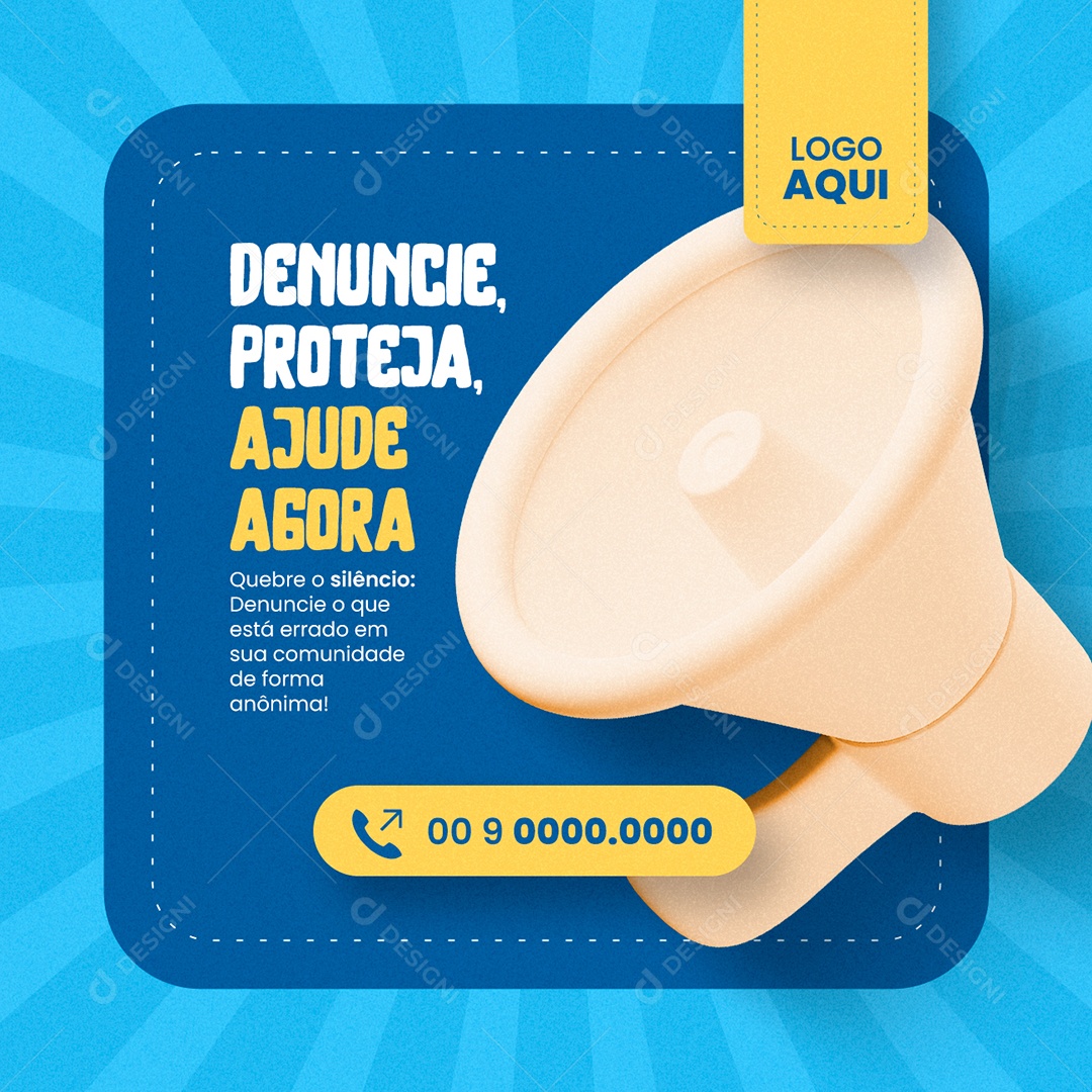 Conselho Tutelar Denuncie Proteja Ajude Agora Social Media PSD Editável