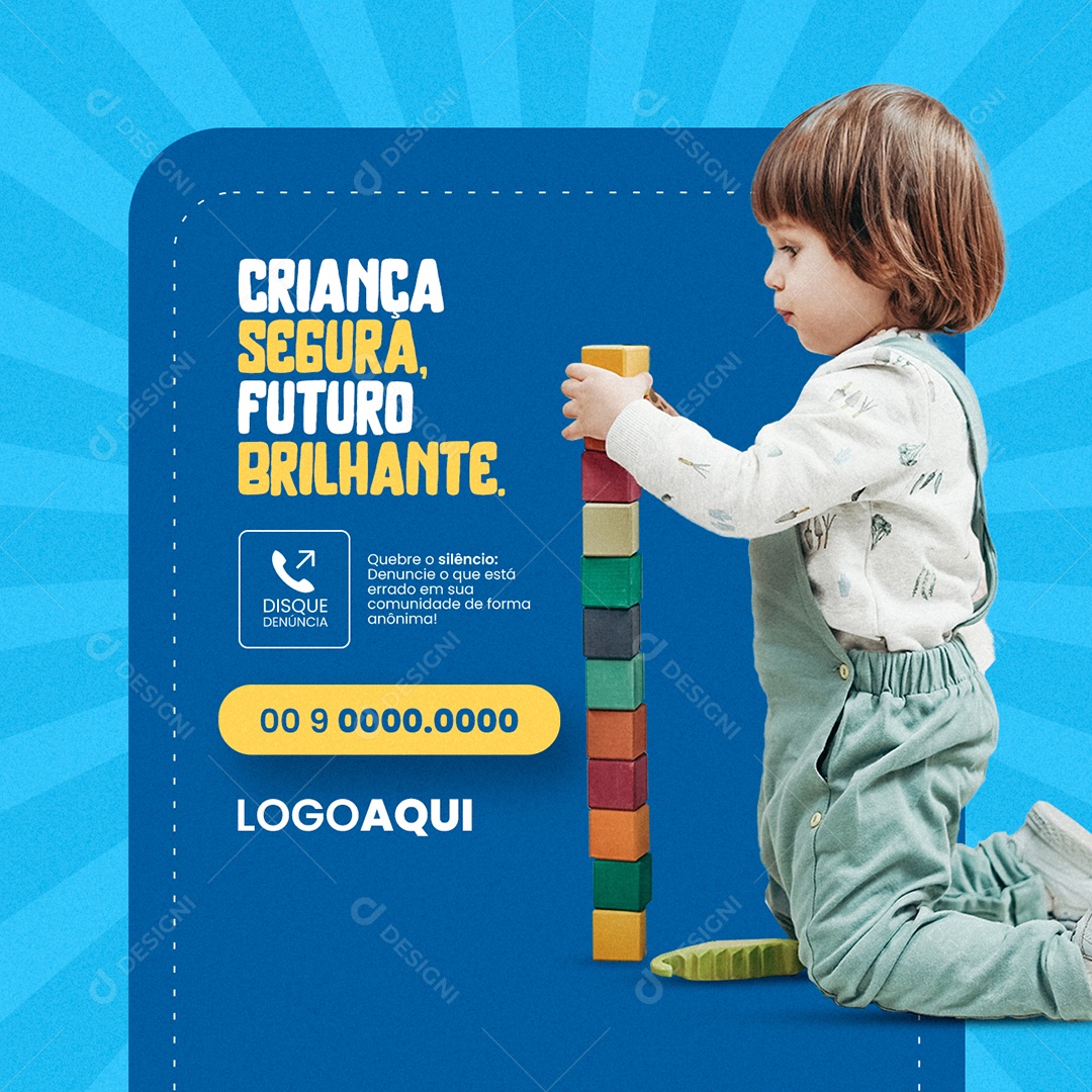 Conselho Tutelar Criança Segura Futuro Brilhante Social Media PSD Editável