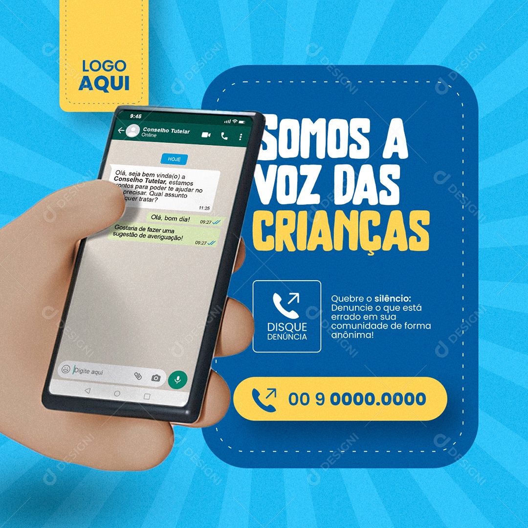 Conselho Tutelar Somos A Voz Das Crianças Social Media PSD Editável