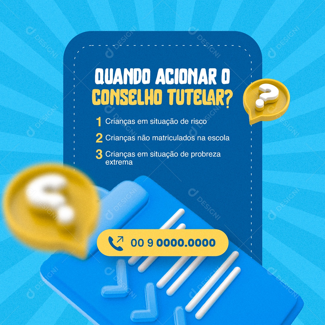 Prefeitura Quando Acionar o Conselho Tutelar Social Media PSD Editável