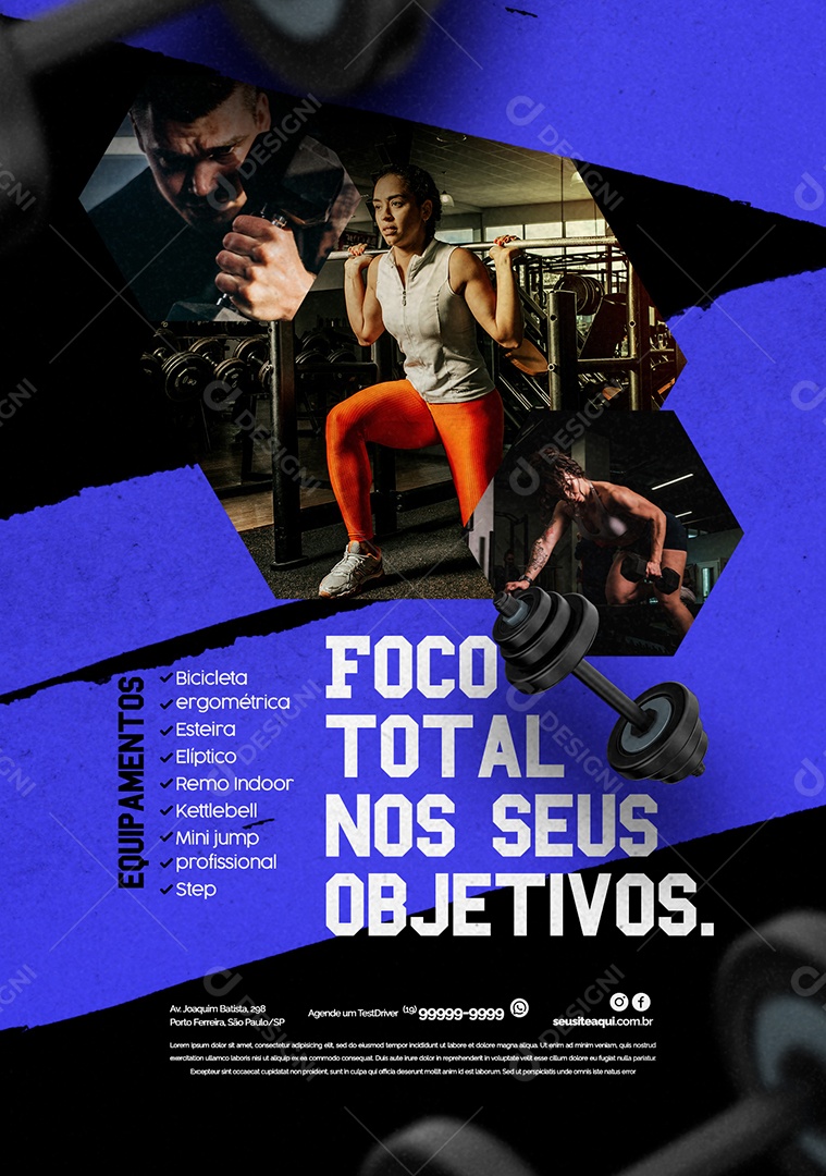 Academia Foco Total Nos Seus Objetivos Social Media PSD Editável