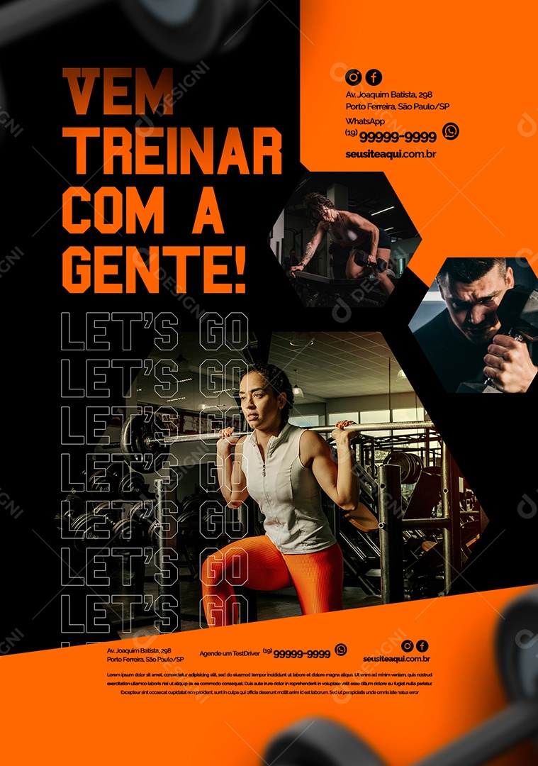 Academia Vem Treinar Com a Gente Lets Go Social Media PSD Editável